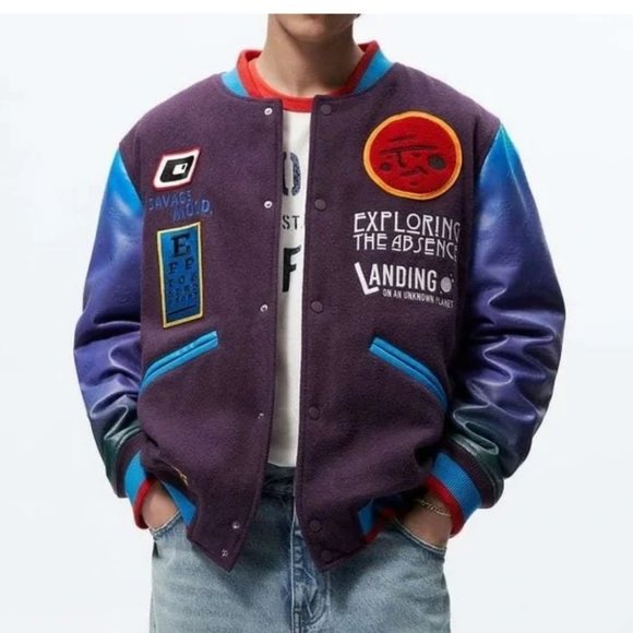 Zara Jackets & Coats Zara 975 Space Faux Leather Letterman Jacket